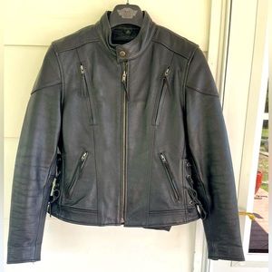 Women’s medium leather jacket - black leather - First Leather Apparel